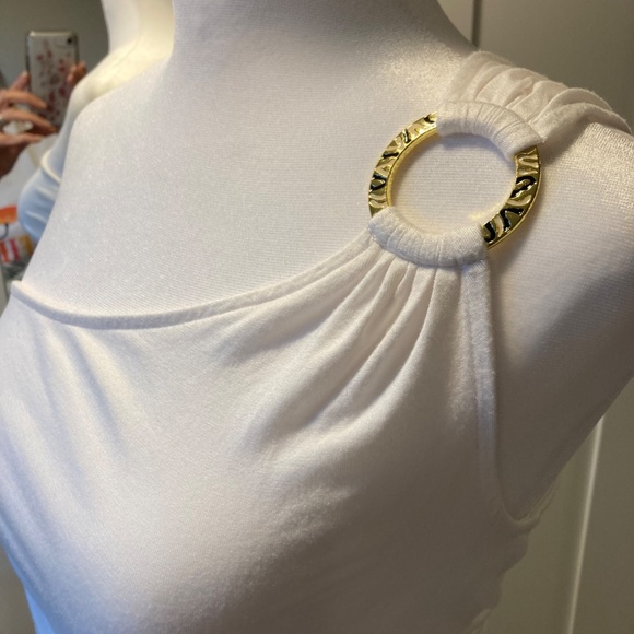 Express One Shoulder Gold Ring Summer Top - Picture 3 of 7